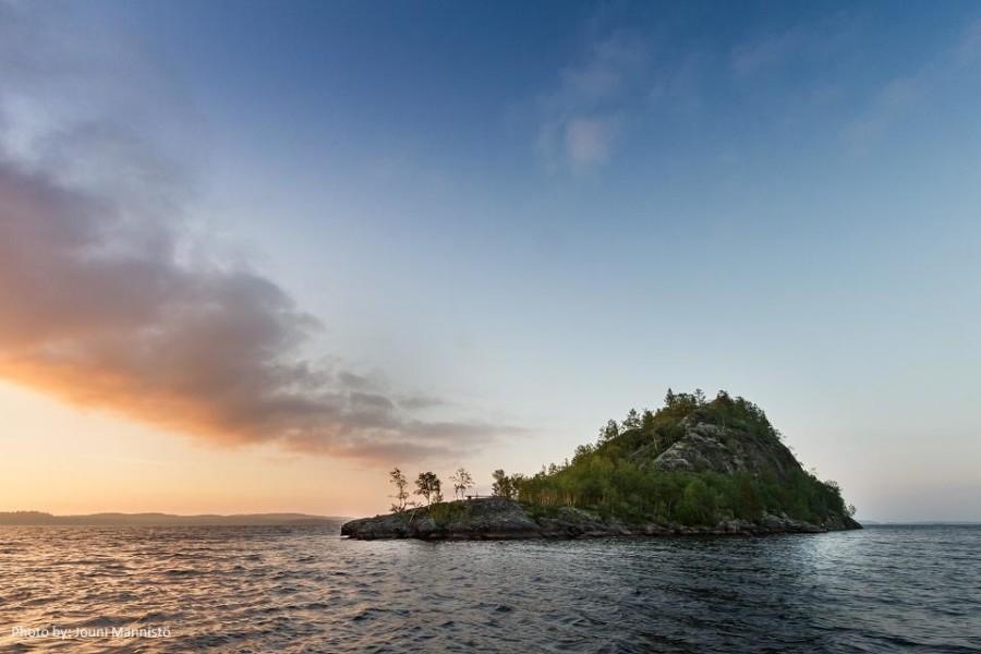 Ukonsaari Island also known as Ukko rock in Lake Inari