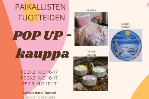 Paikallisten tuotteiden pop-up kauppa Saariselällä